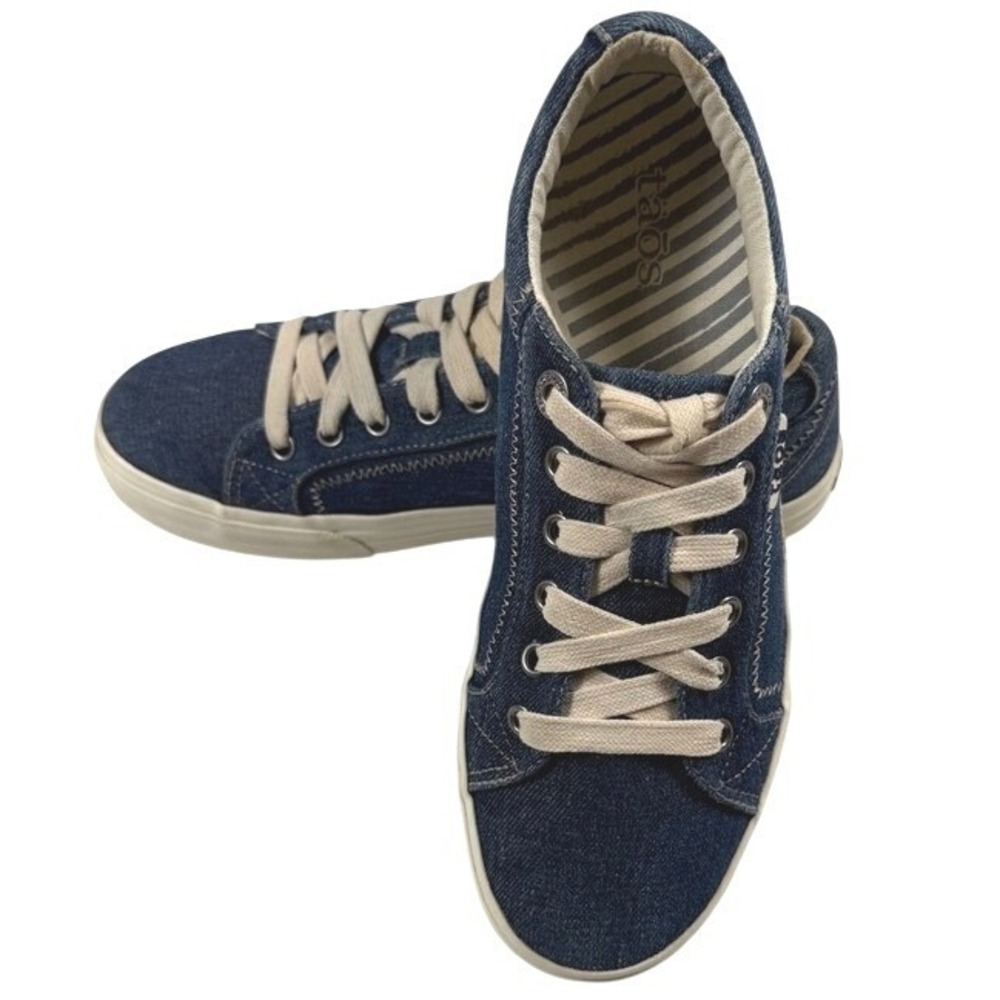 Taos Plim Soul Womens Blue Denim Canvas Low Top Lace‎ Up Sneakers Size 8.5